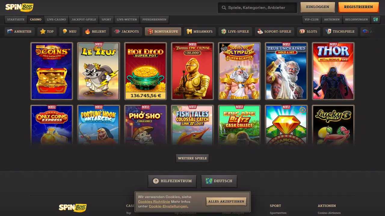 Spinboss Bonus-Buys – Screenshot